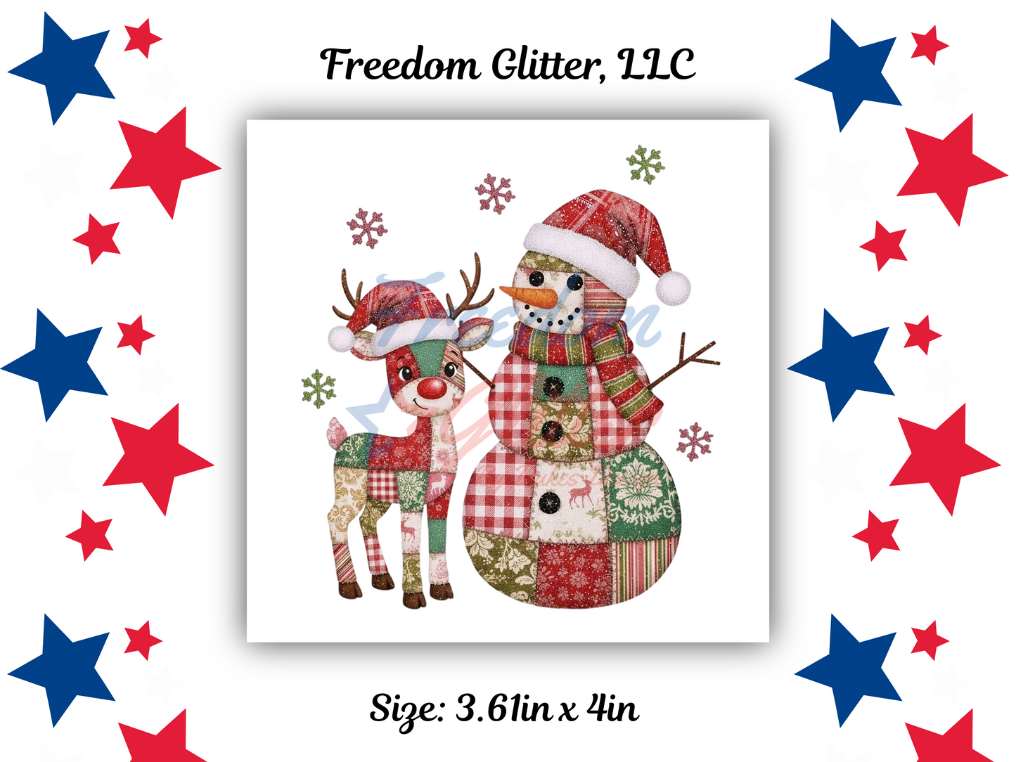Patchwork Reindeer & Snowman Decal (UVDTF)
