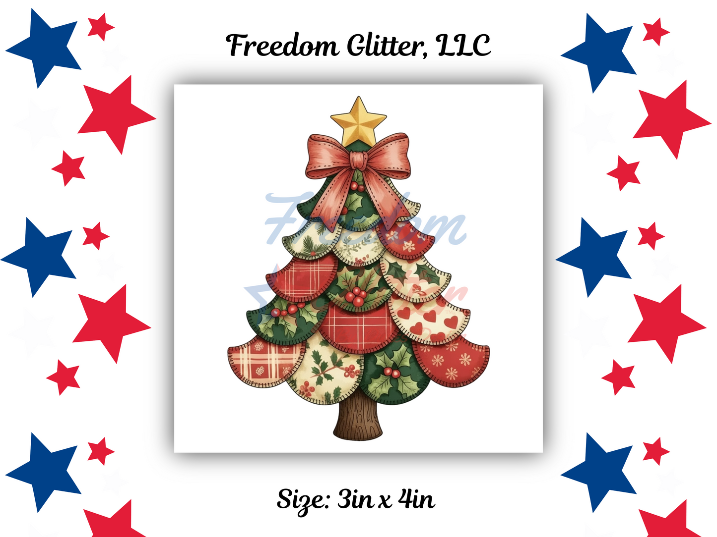Patchwork Christmas Tree 2 Decal (UVDTF)