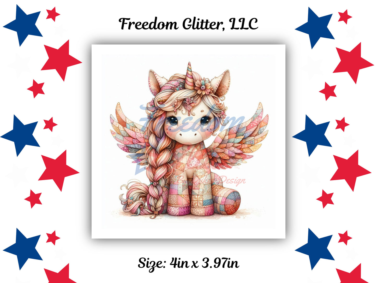 Patchwork Unicorn 9 Decal (UVDTF)