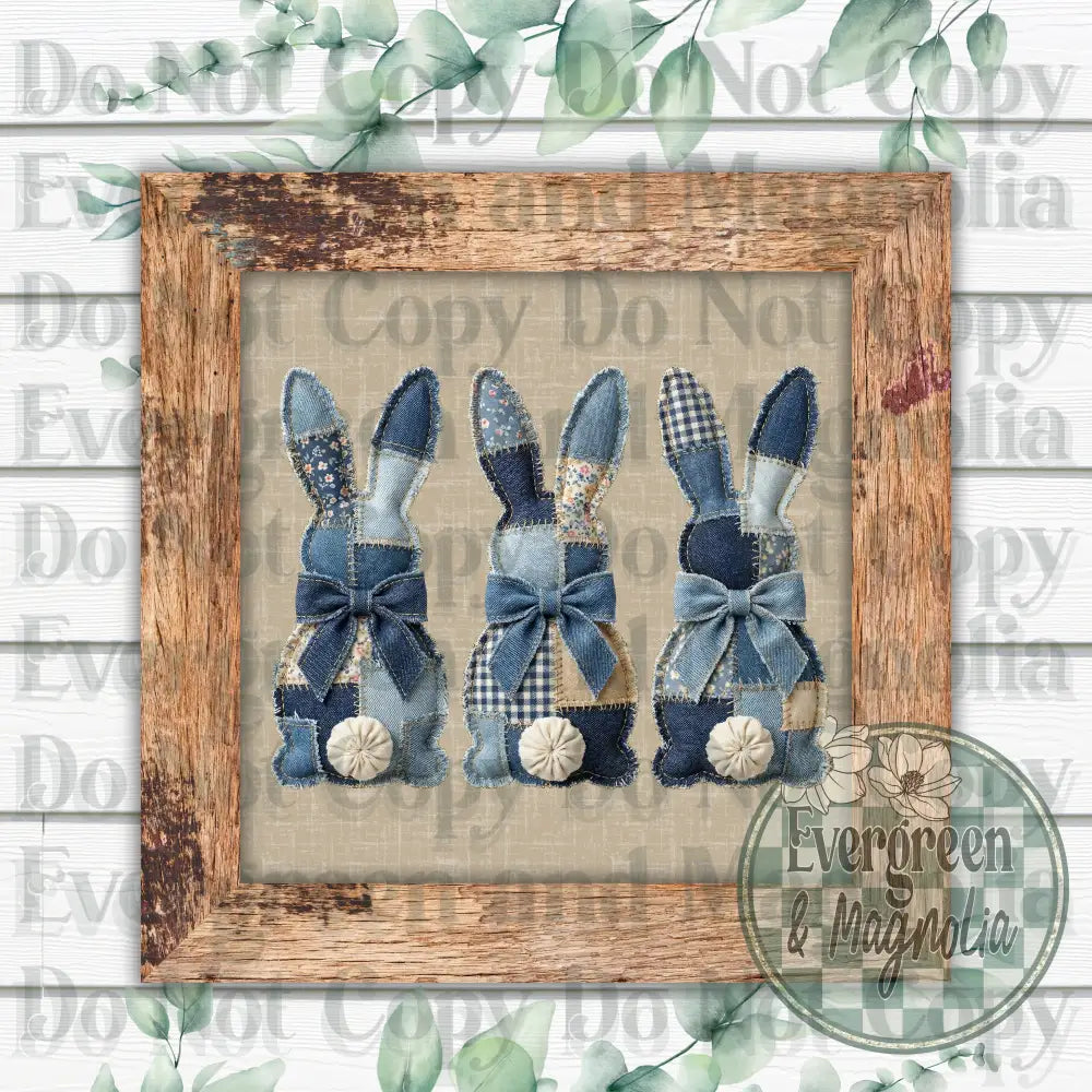 Patchwork blue bunnies