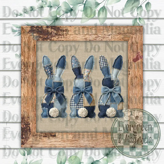 Patchwork blue bunnies