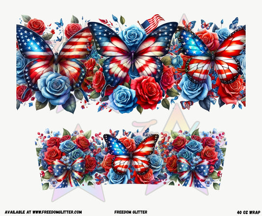 Patriotic Butterflies 40oz Wrap (Printed Vinyl)