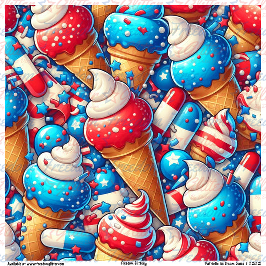 Patriotic Ice Cream Cones 1 (Printed Vinyl)