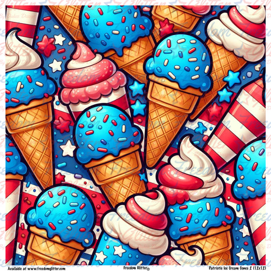 Patriotic Ice Cream Cones 2 (Printed Vinyl)