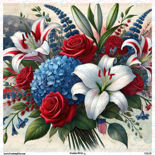 Patriotic Lilies & Roses (Printed Vinyl)