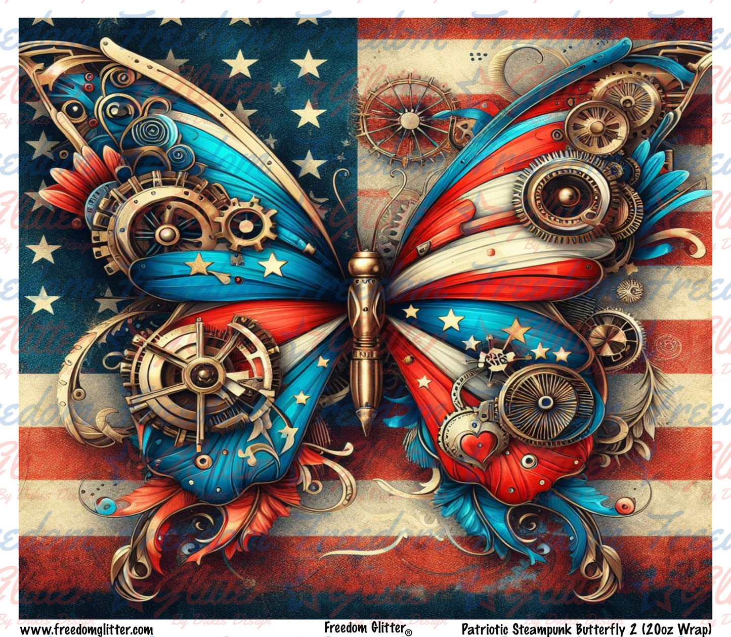 Patriotic Steampunk Butterfly 2 (Printed Vinyl)