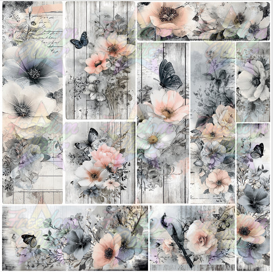 Peach & Gray Floral (Printed Vinyl)