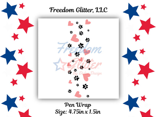Pen Wrap - Dog Paws & Hearts Decal (UVDTF)