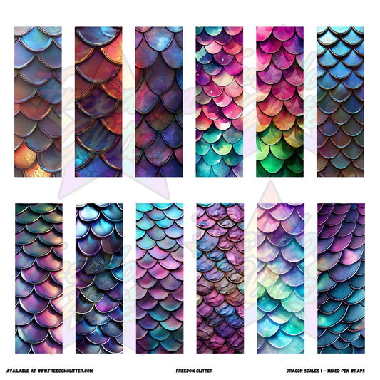 Mixed Pen Wraps - Dragon Scales 1 (Printed Vinyl)
