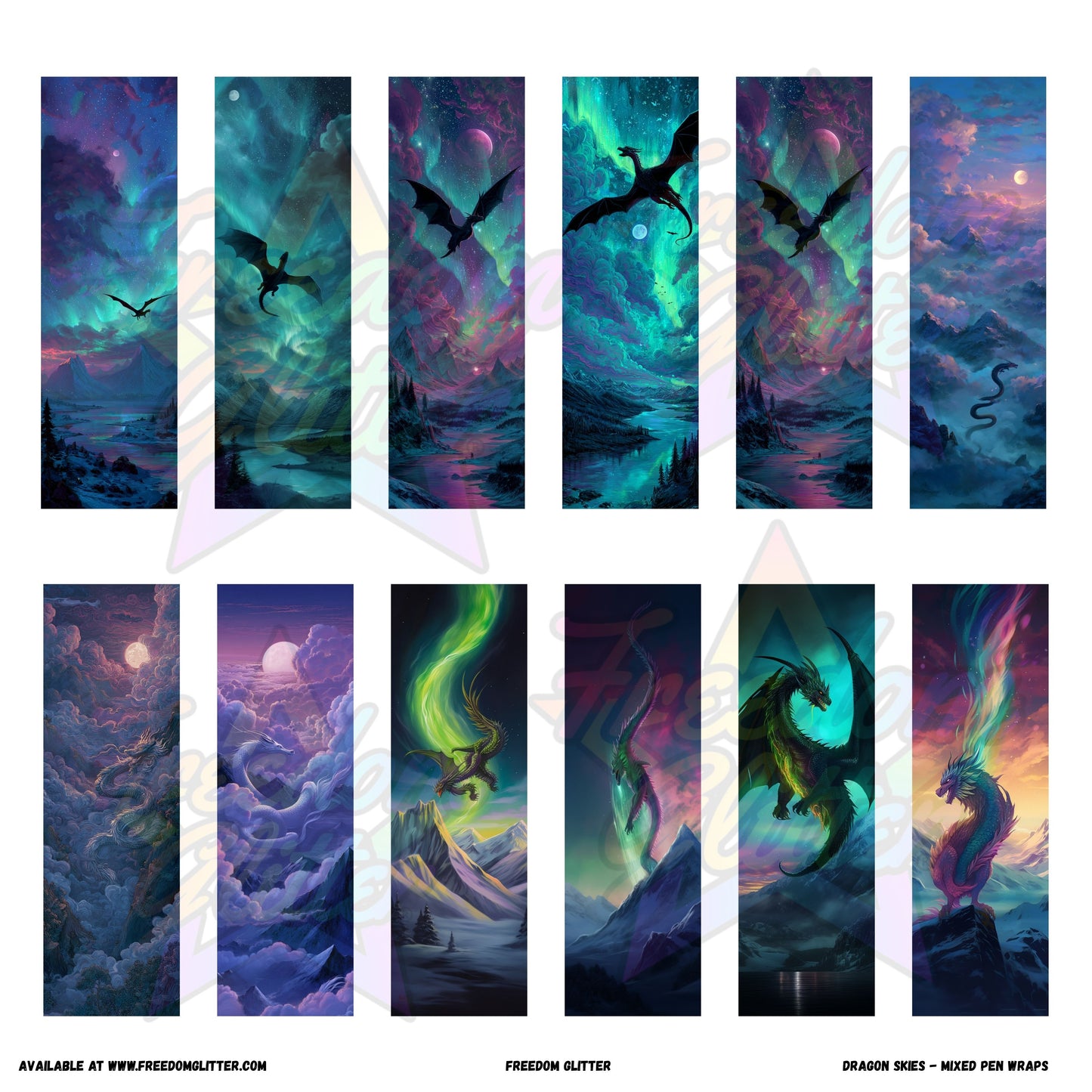Mixed Pen Wraps - Dragon Skies 1 (Printed Vinyl)