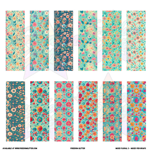 Mixed Pen Wraps - Mixed Floral 2 (Printed Vinyl)