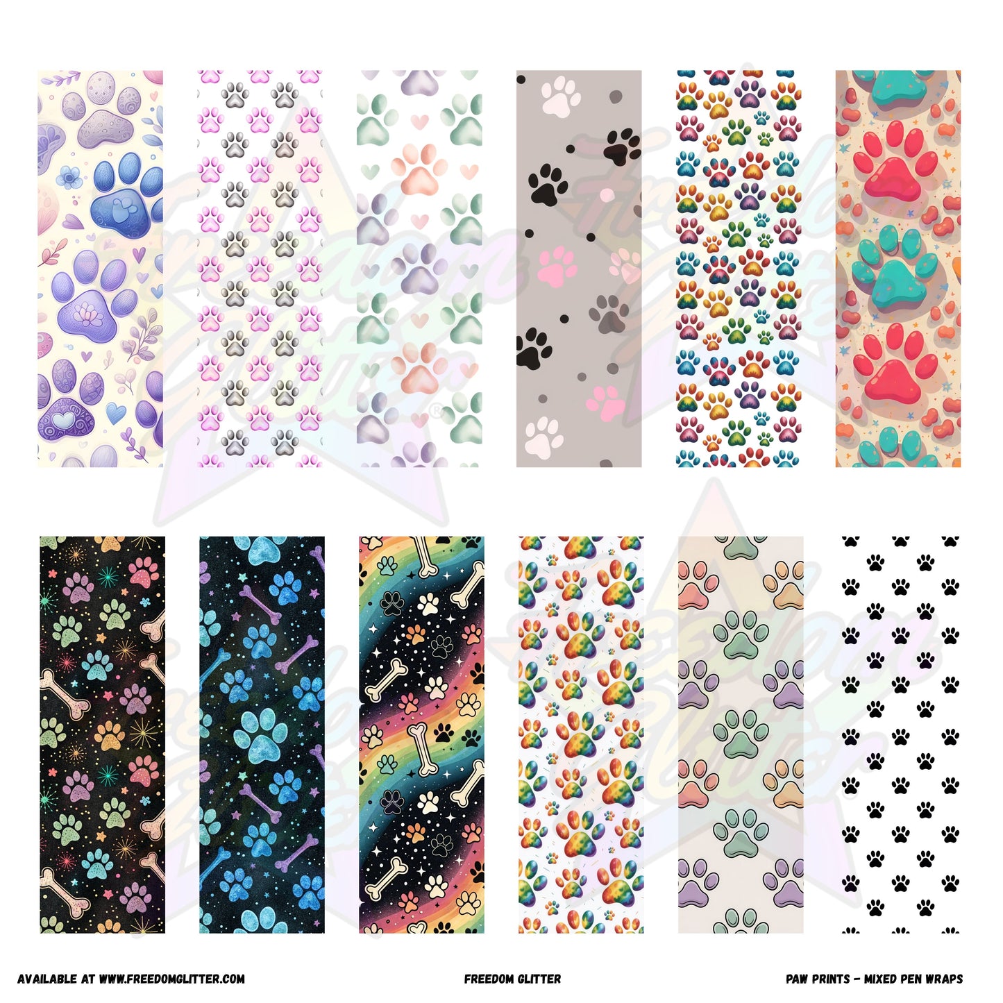 Mixed Pen Wraps - Paw Prints (Printed Vinyl)