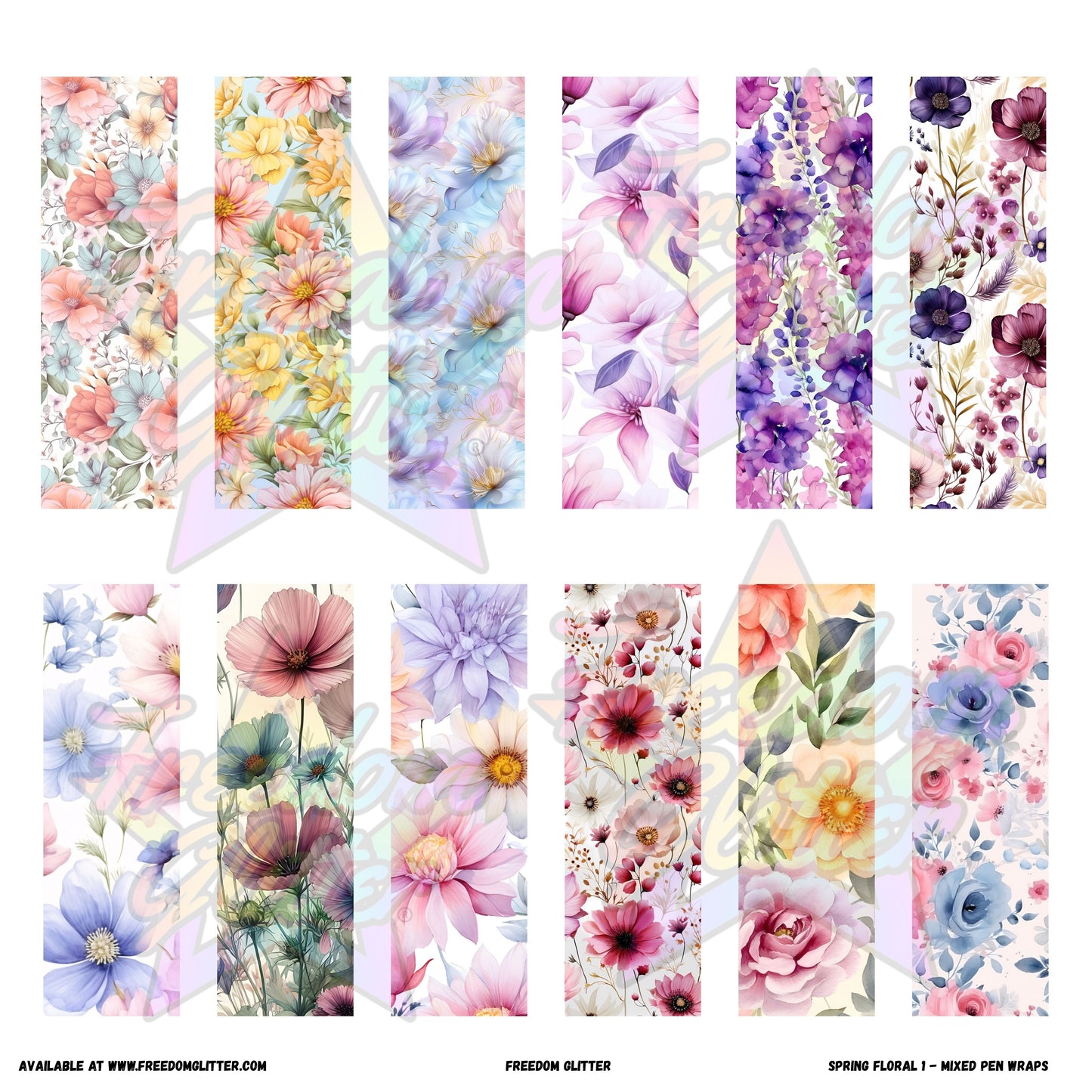 Mixed Pen Wraps - Spring Floral 1 (Printed Vinyl)
