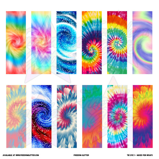 Mixed Pen Wraps - Tie Dye 1 (Printed Vinyl)