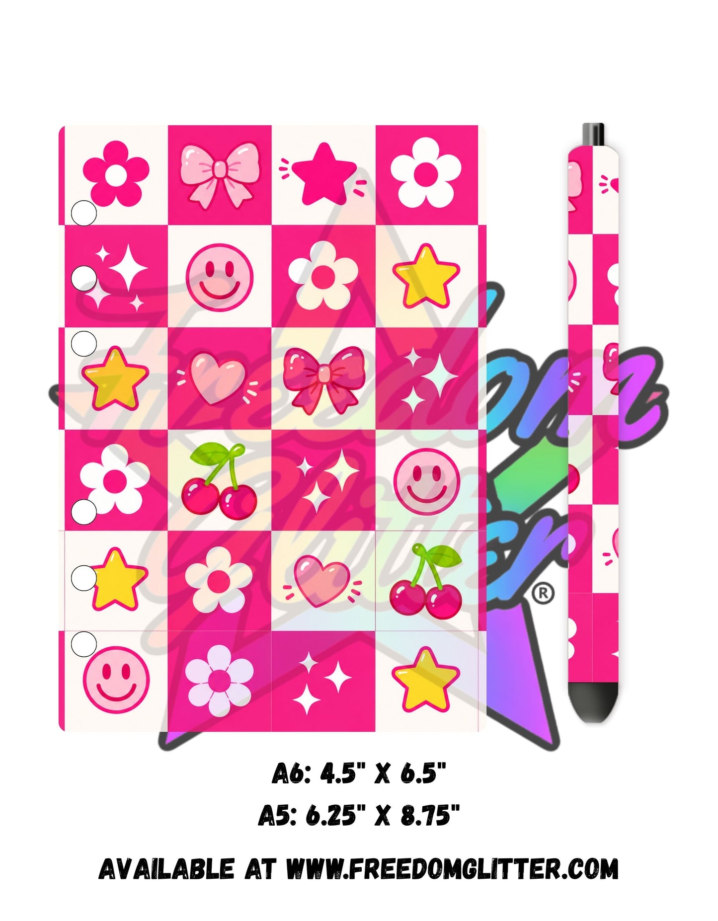 Pink Checkered Retro Acrylic Notebook Cover