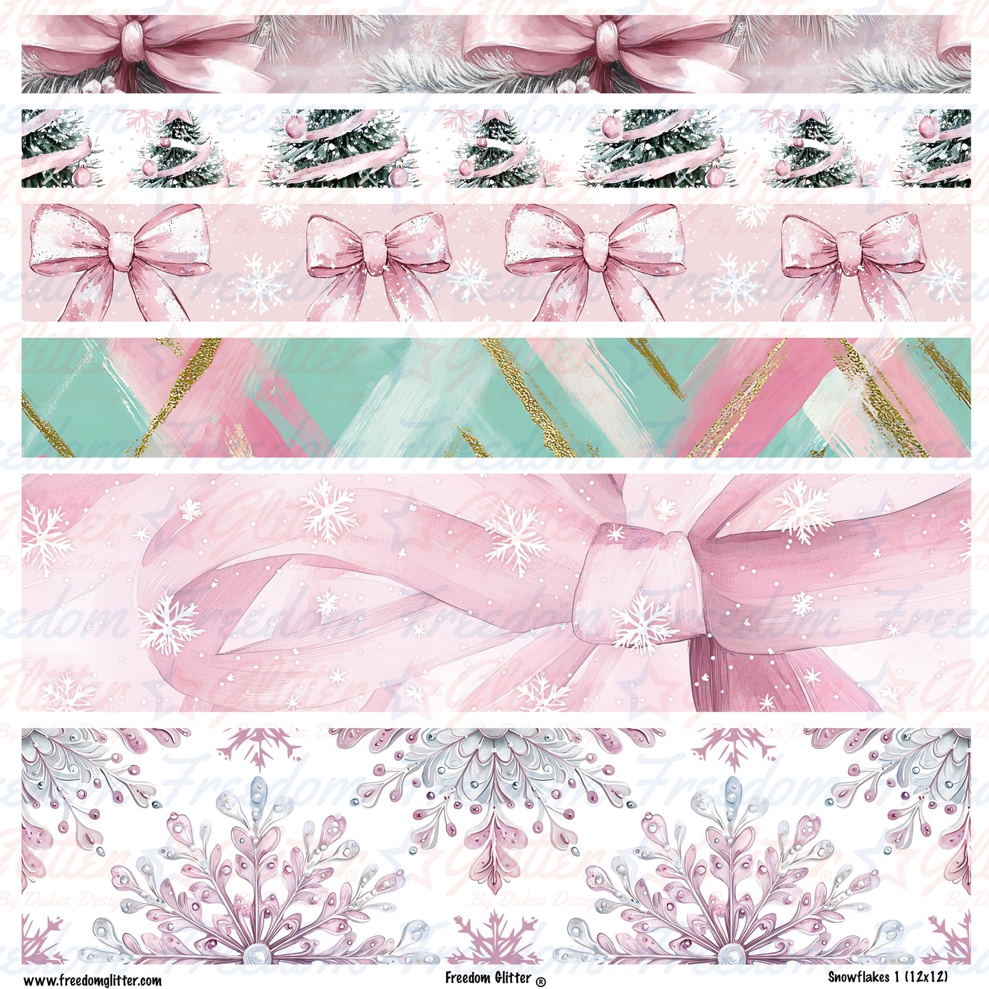 Pink Christmas 1 1-3in Rectangles (Printed Vinyl)