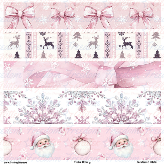Pink Christmas 1 2-2.5in Rectangles (Printed Vinyl)