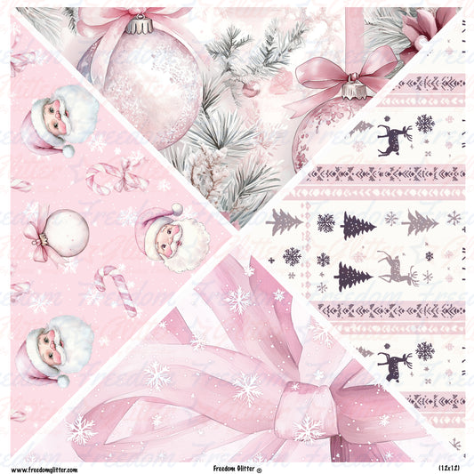 Pink Christmas 1 Mixed Triangles (Printed Vinyl)