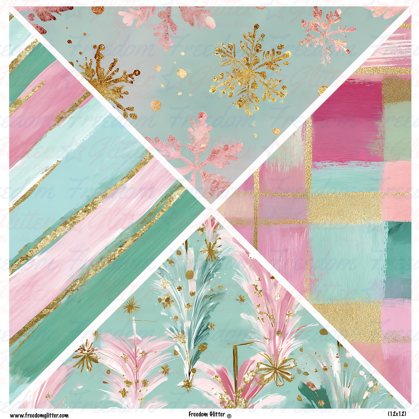 Pink Christmas 5 Mixed Triangles (Printed Vinyl)