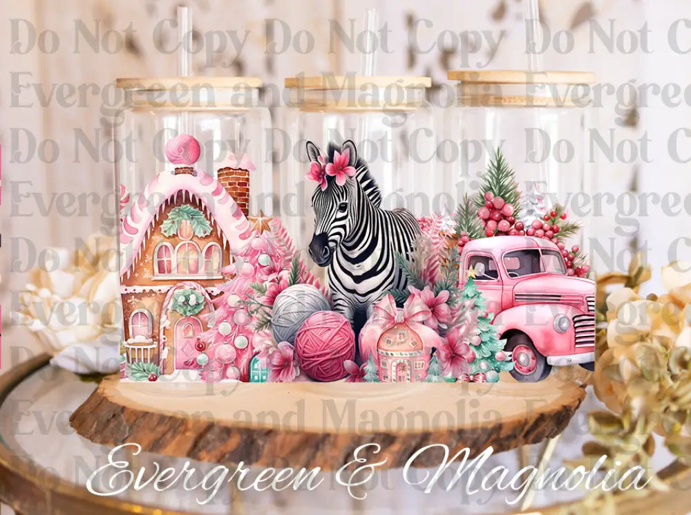 Pink Christmas Cute Zebra