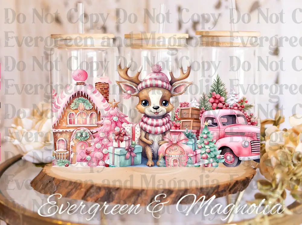 Pink Christmas Cute deer