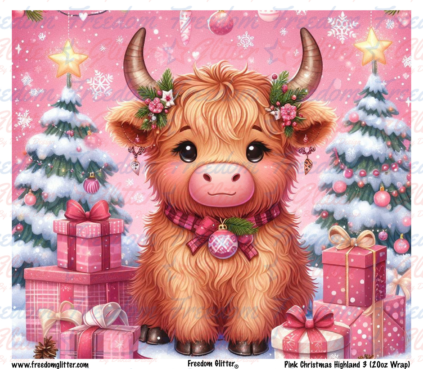 Pink Christmas Highland 3 (Printed Vinyl)