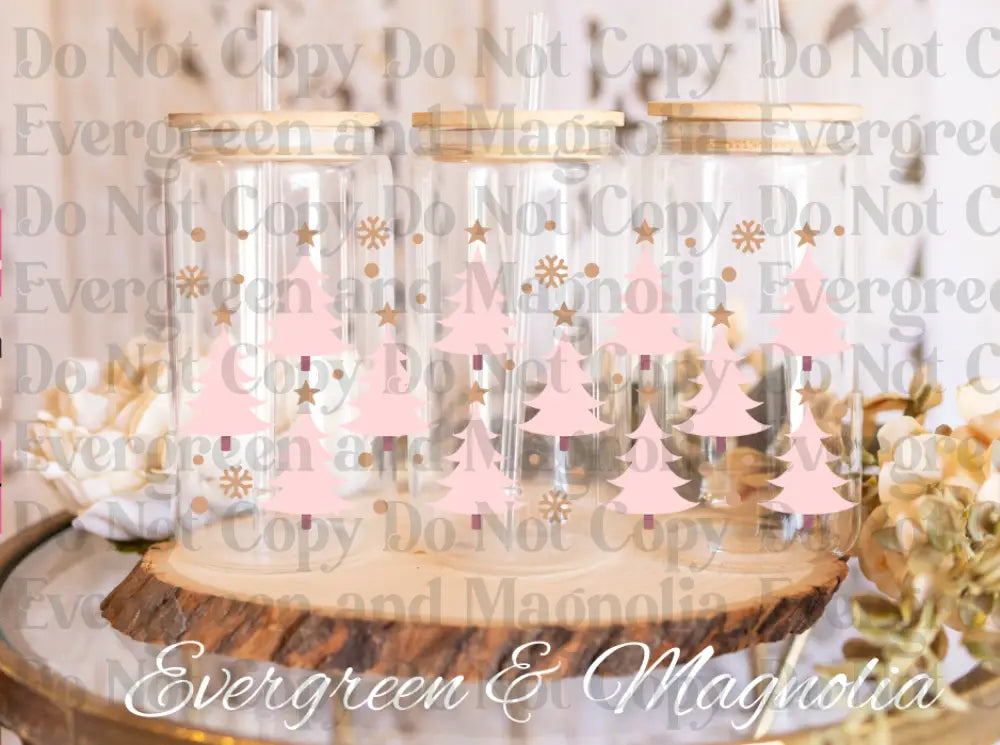 Pink Christmas Trees PNG