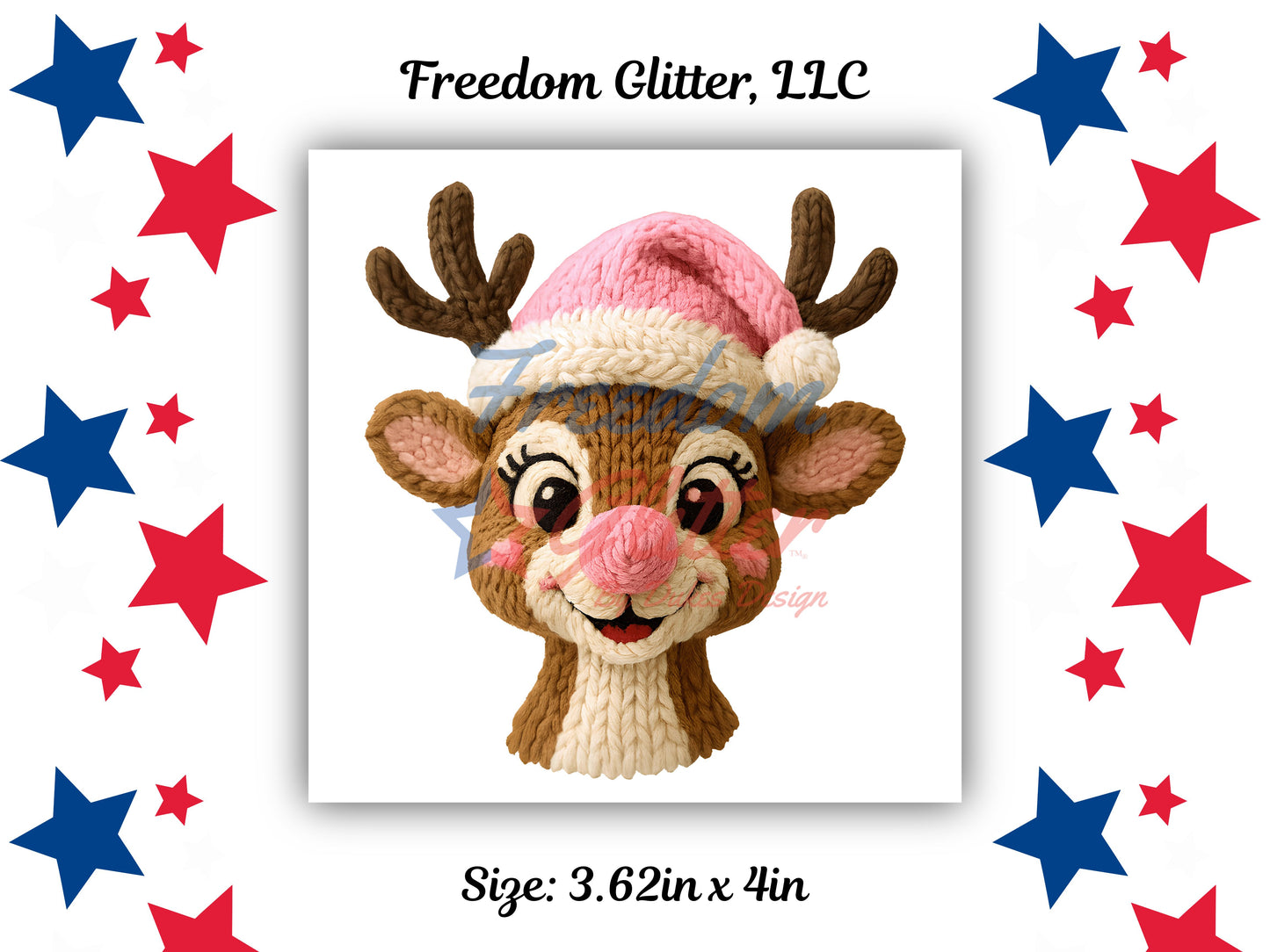 Pink Crochet Reindeer (UVDTF)