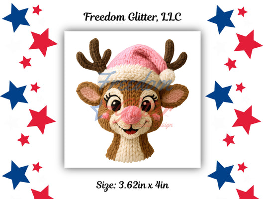 Pink Crochet Reindeer (UVDTF)