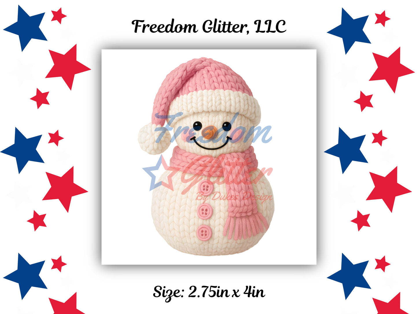 Pink Crochet Snowman (UVDTF)