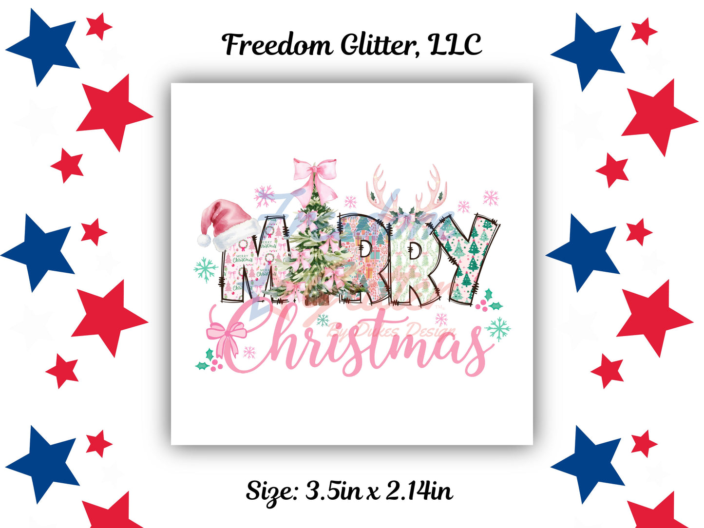 Pink Merry Christmas Decal (UVDTF)