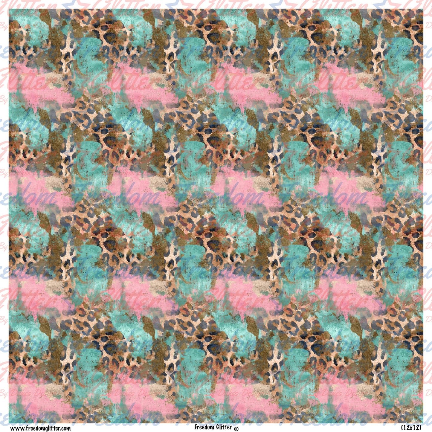 Pink, Teal & Cheetah Grunge (Printed Vinyl)