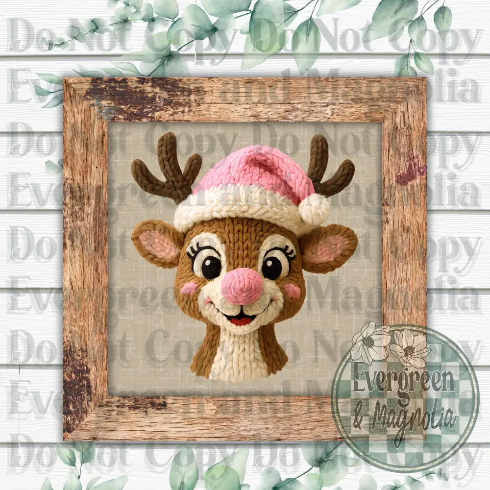 Pink Yarn Reindeer