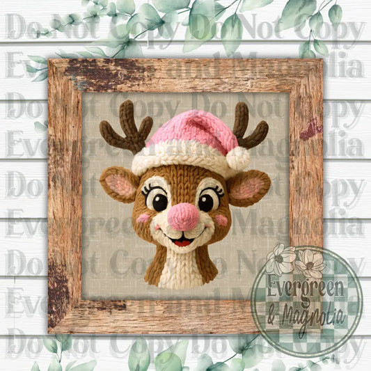 Pink Yarn Reindeer