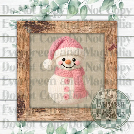 Pink Yarn Snowman
