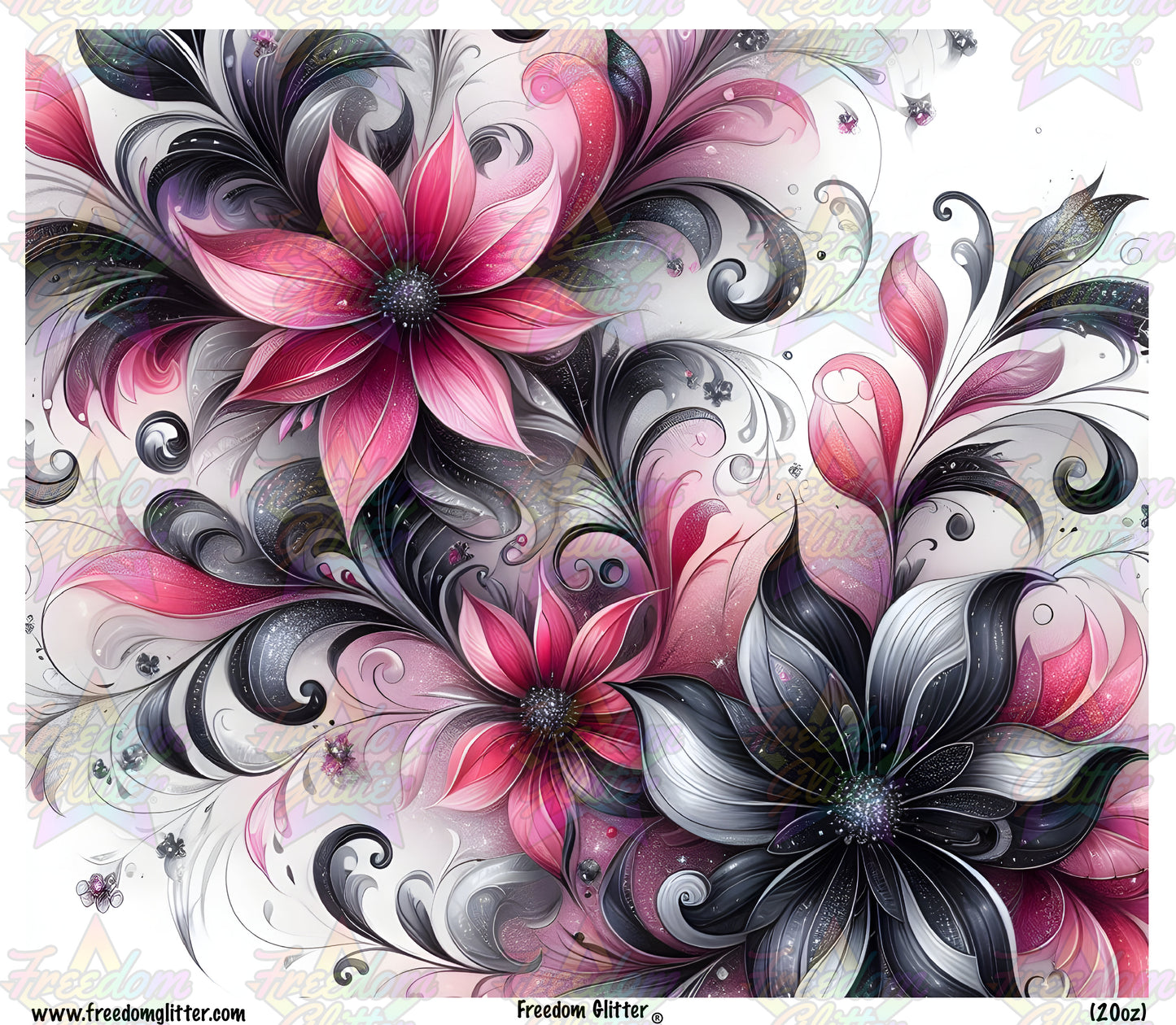 Pink & Black Floral (Printed Vinyl)