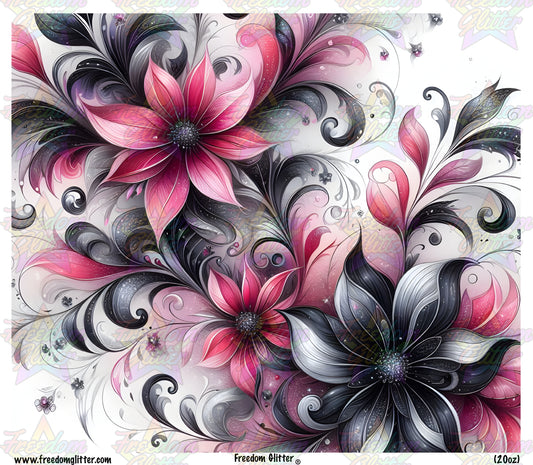 Pink & Black Floral (Printed Vinyl)
