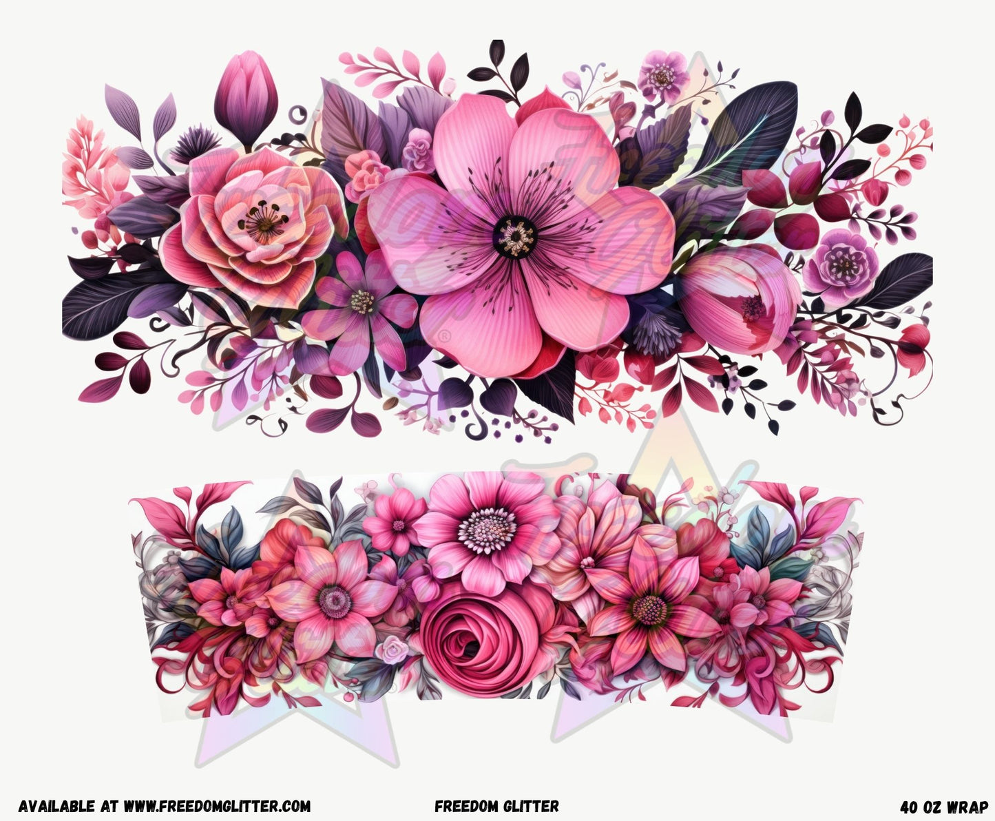 Pink & Purple Floral 40oz Wrap (Printed Vinyl)