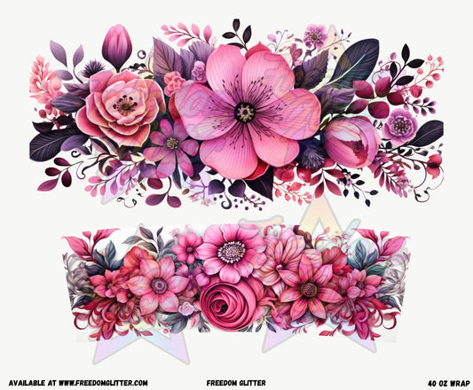 Pink & Purple Floral 40oz Wrap (Printed Vinyl)