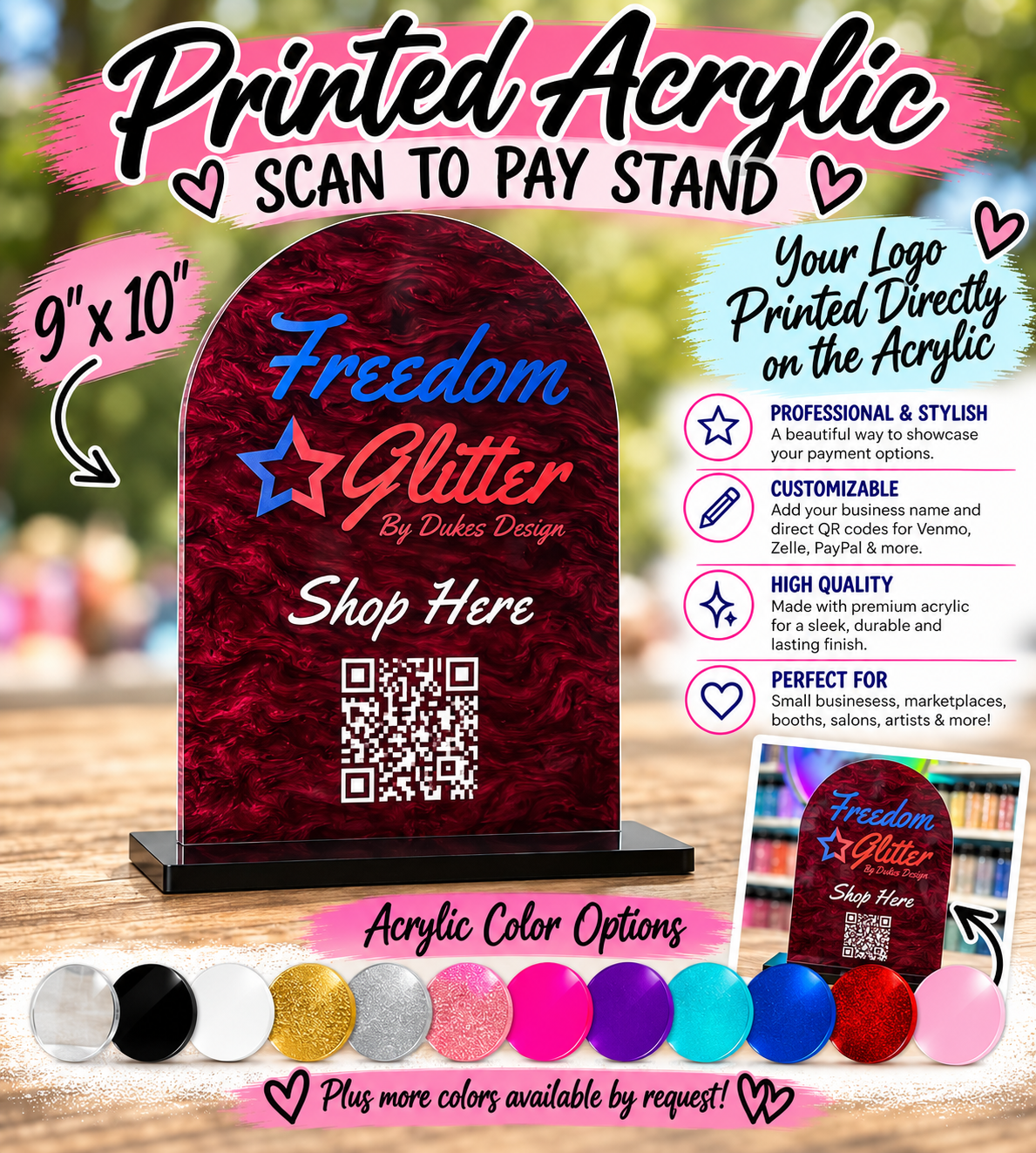 Custom Printed Scan to Pay QR Code Stand (Acrylic Products)