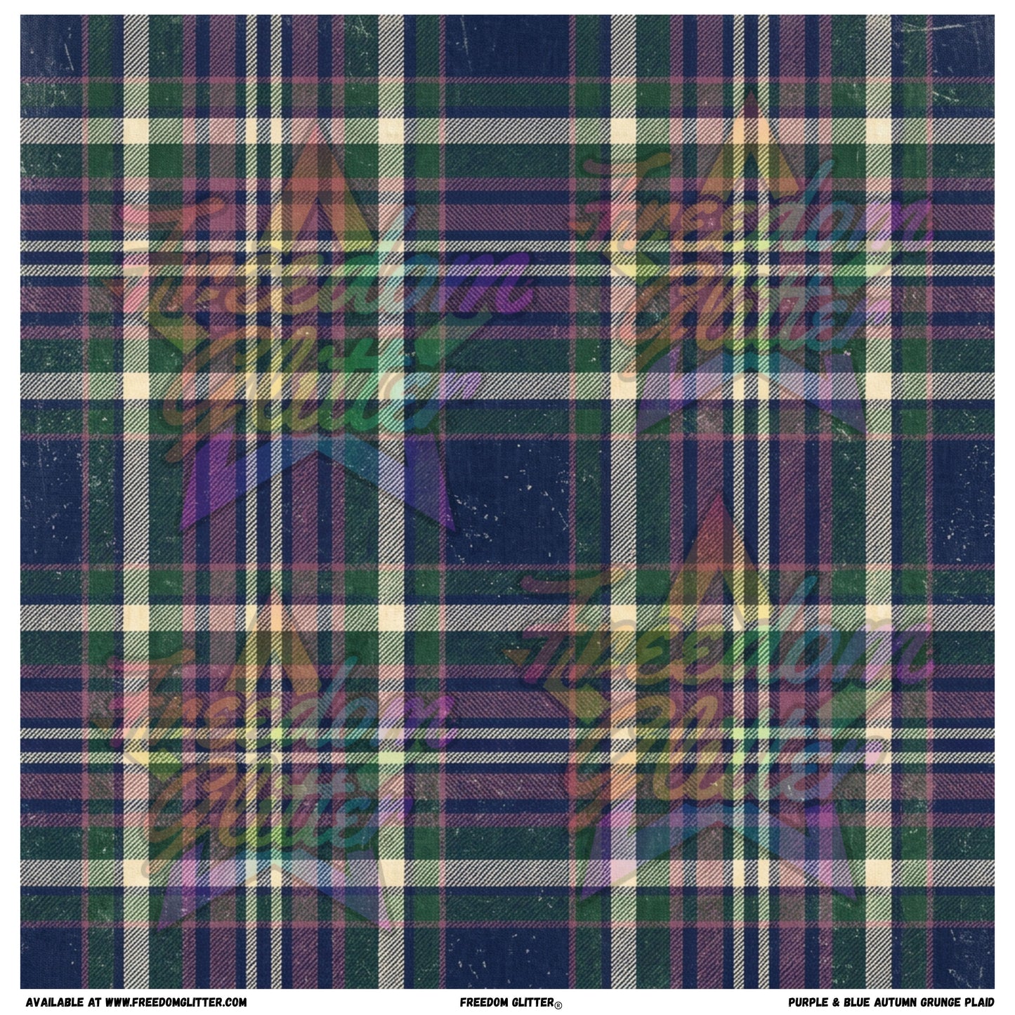 Purple & Blue Autumn Grunge Plaid (Printed Vinyl)