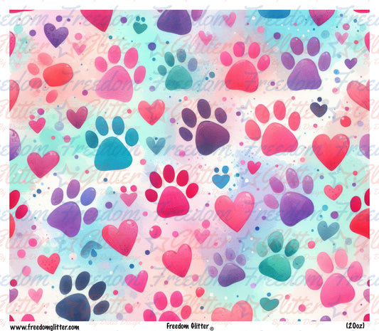 Purple, Pink & Teal Paw Prints (Printed Vinyl)