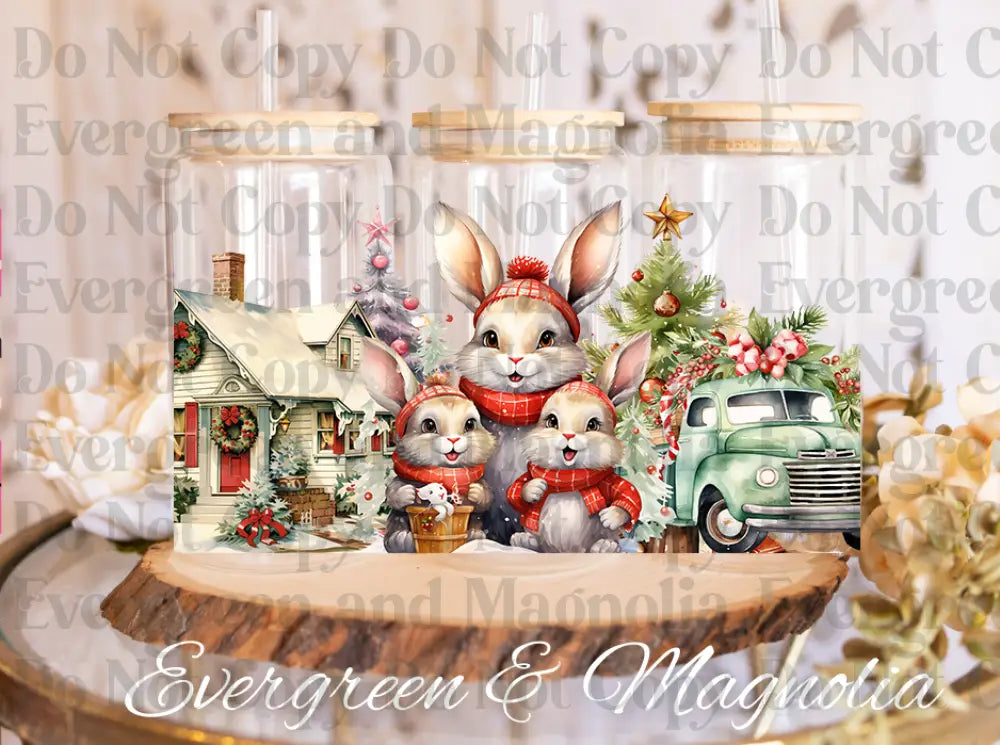 Rabbit Christmas Family Animals