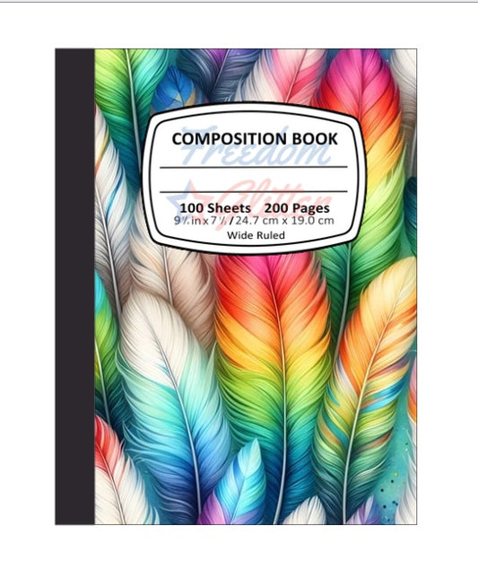 Rainbow Feathers 6 Notebook Cover