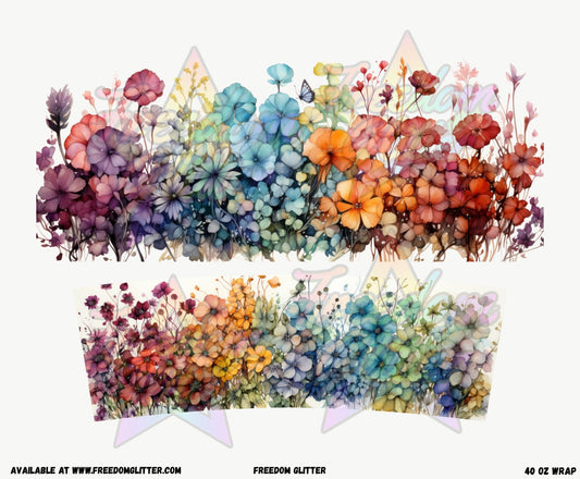 Rainbow Floral 40oz Wrap (Printed Vinyl)