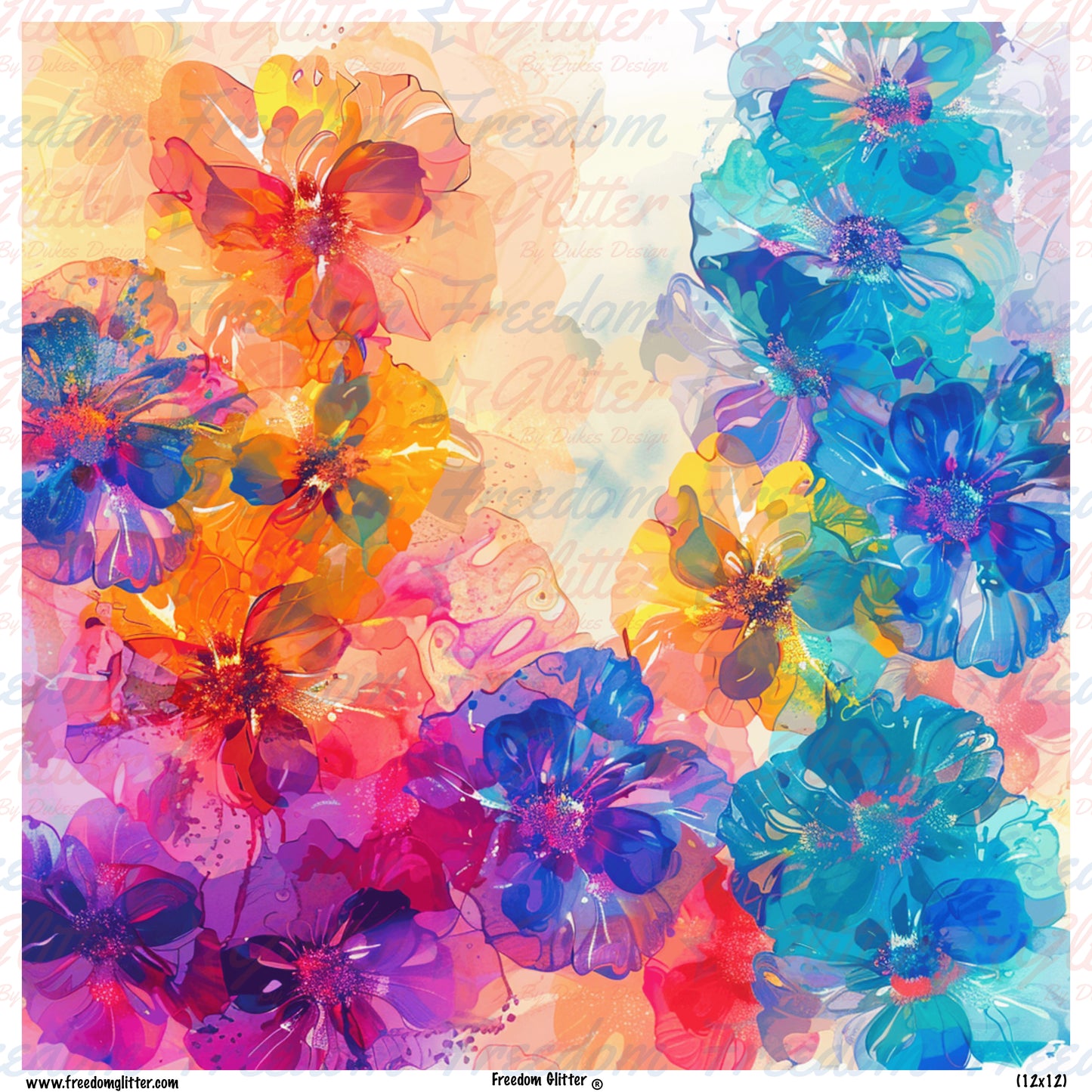 Rainbow Floral Watercolor 3 (Printed Vinyl)