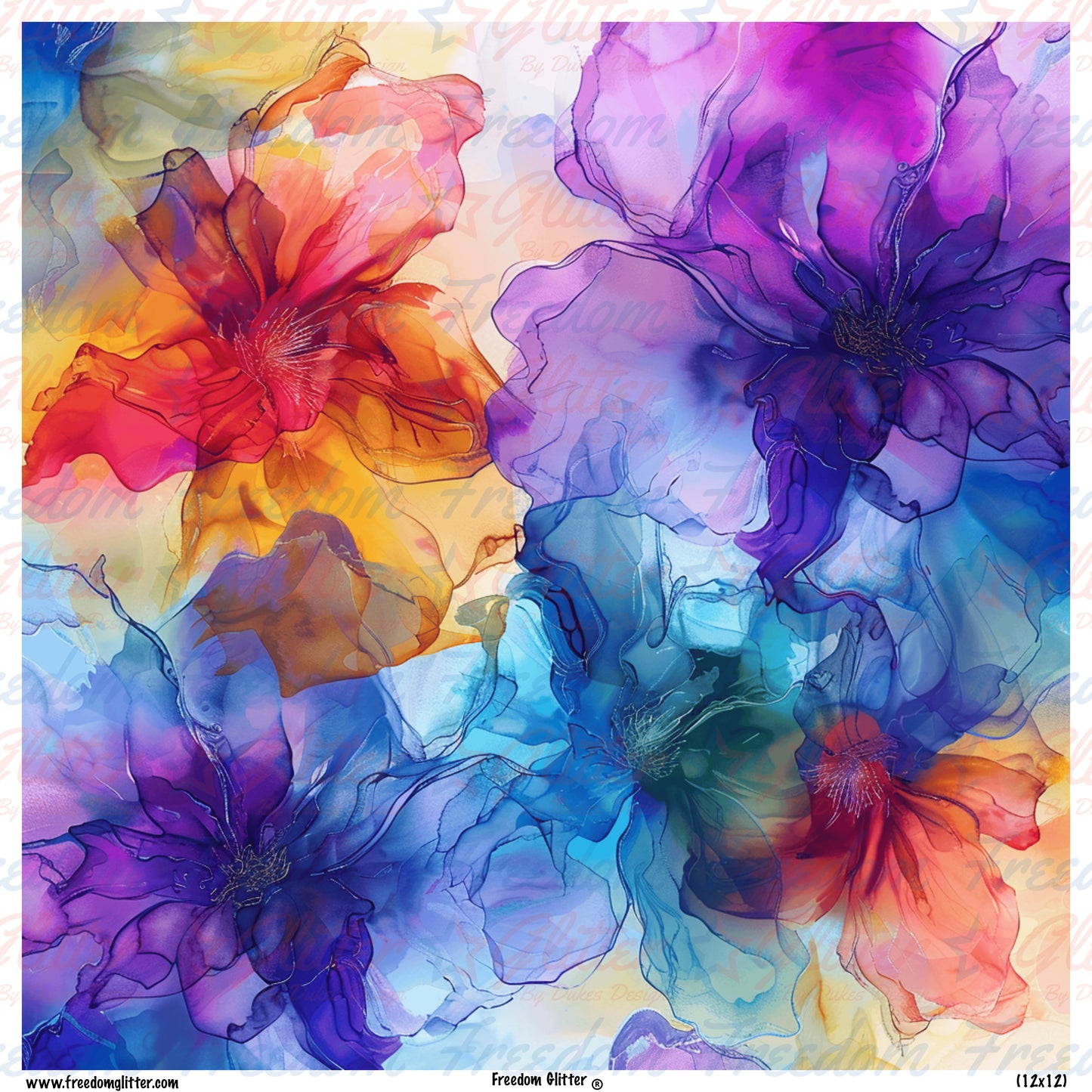 Rainbow Floral Watercolor 6 (Printed Vinyl)