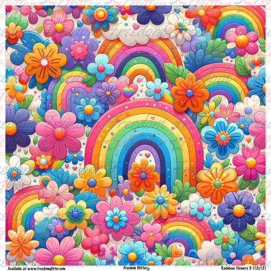 Rainbow Flowers 5 (Printed Vinyl)
