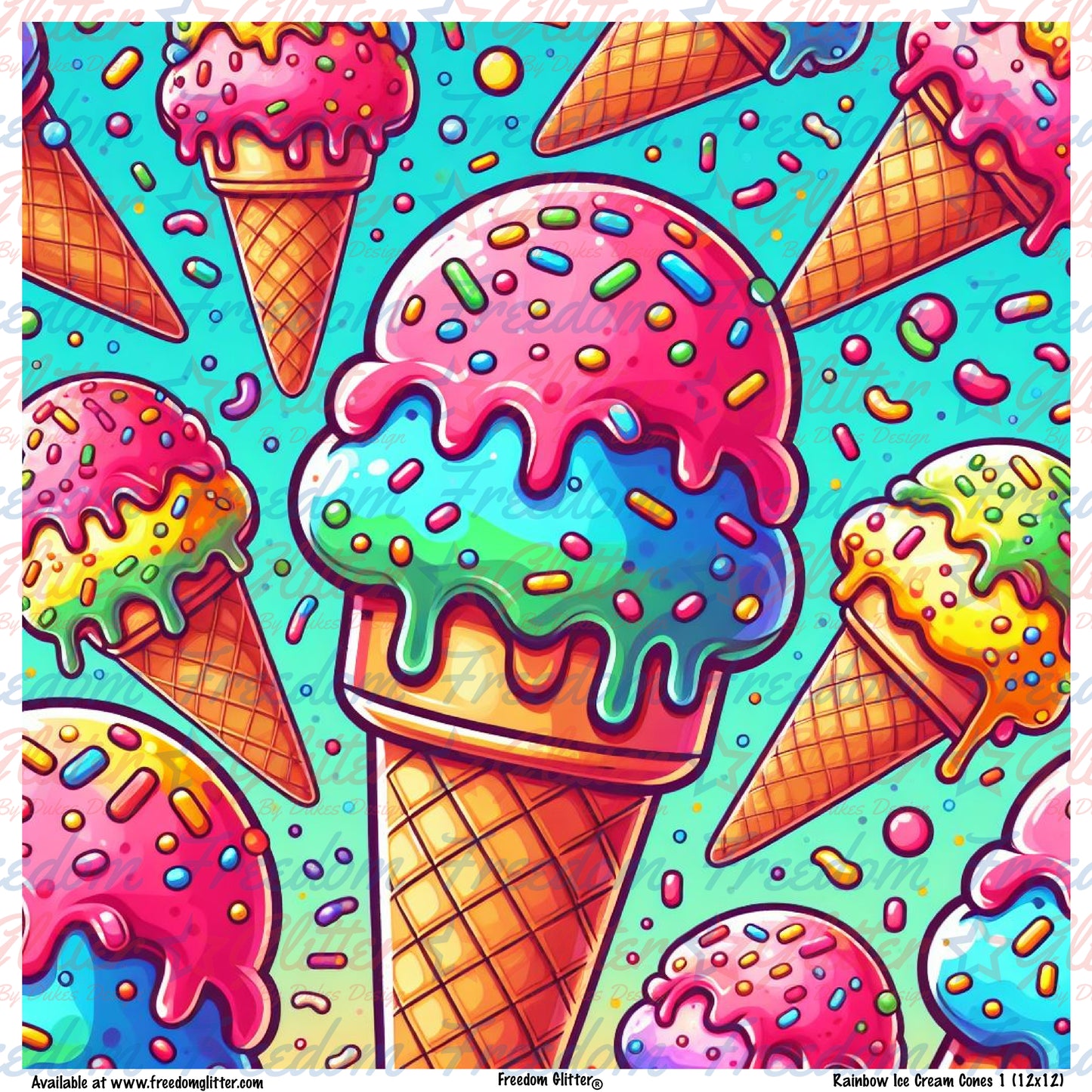 Rainbow Ice Cream Cones 1 (Printed Vinyl)