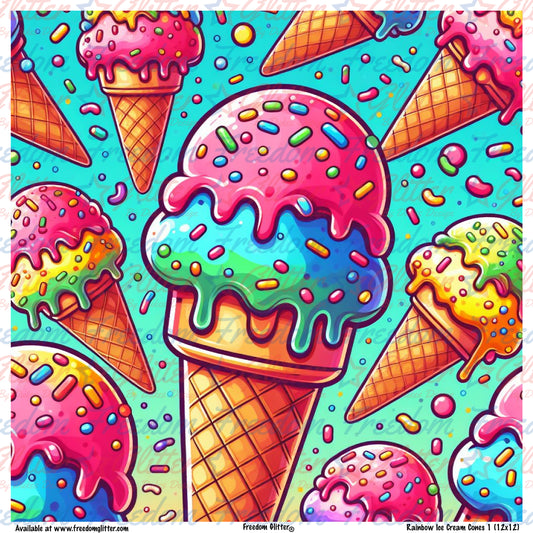 Rainbow Ice Cream Cones 1 (Printed Vinyl)